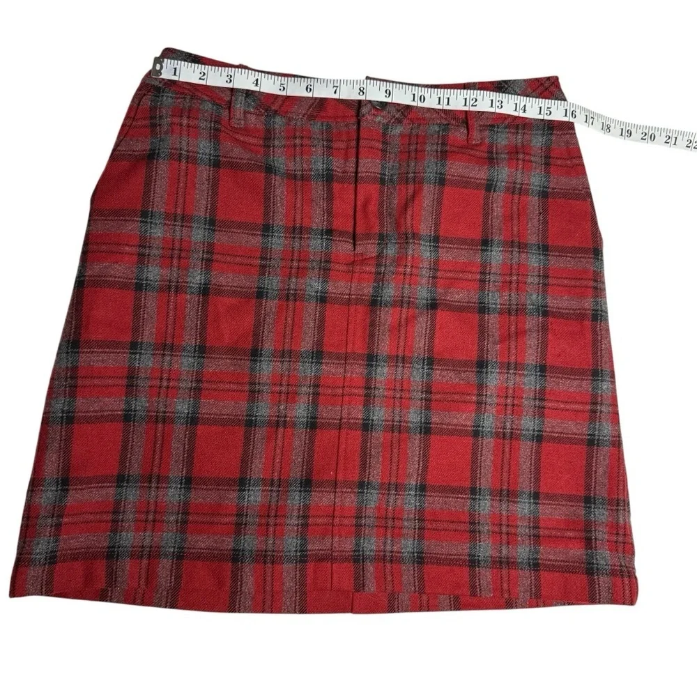 Eddie Bauer A Line Skirt Red Tartan Plaid Wool Fully Lined Women's 8P Christmas